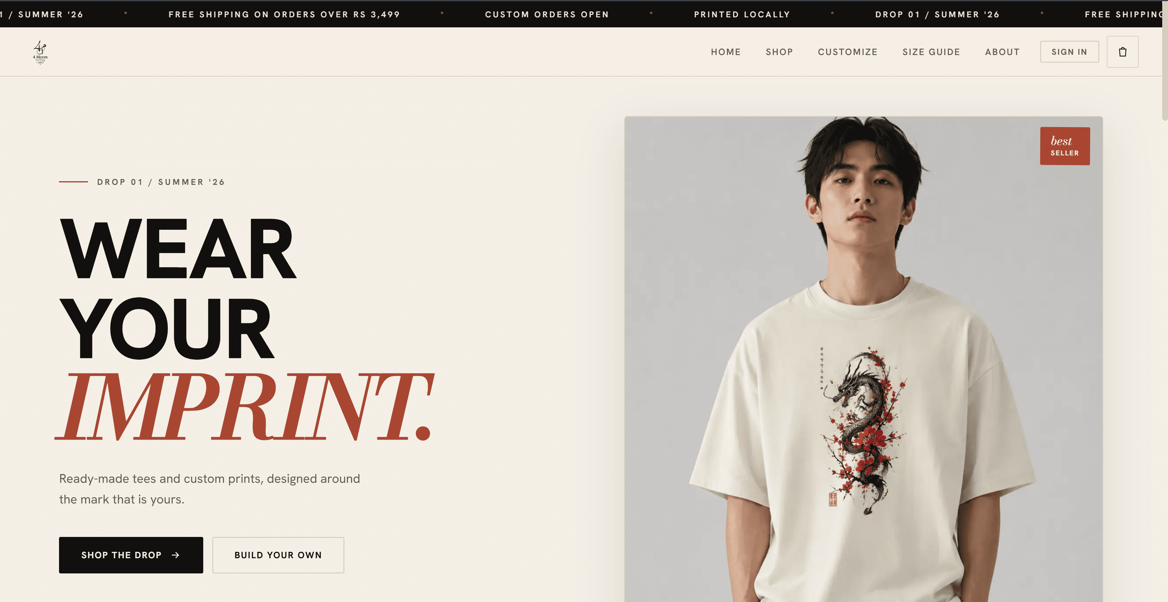 Char Meem storefront hero reading Wear Your Imprint